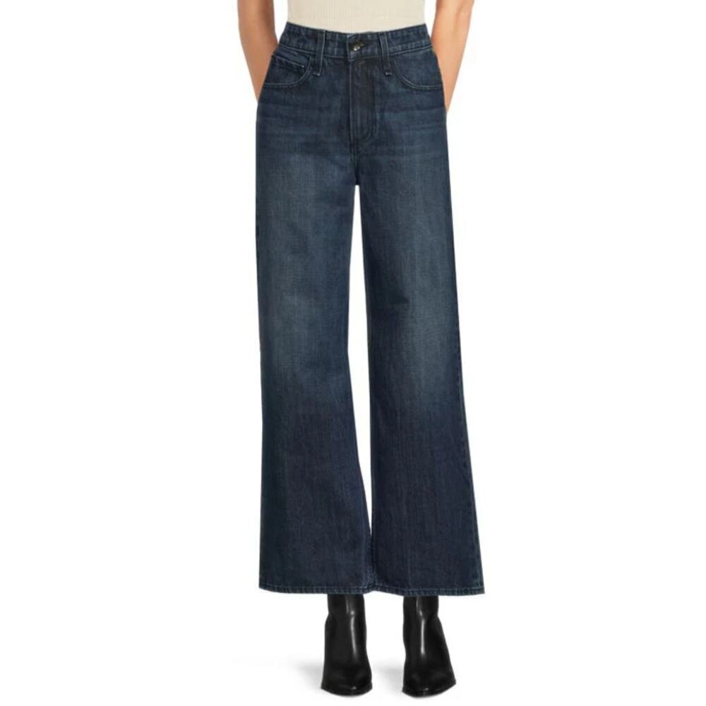 Rag And Bone Lori Mid Rise Wide Leg Jeans Dark Wash Blue Size 28